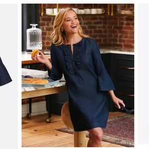 Draper James Chambray Ruffle Shift Dress